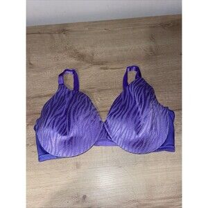 Warners 38D Underwire Bra Purple Zebra Print Contour T-Shirt Satin 01594